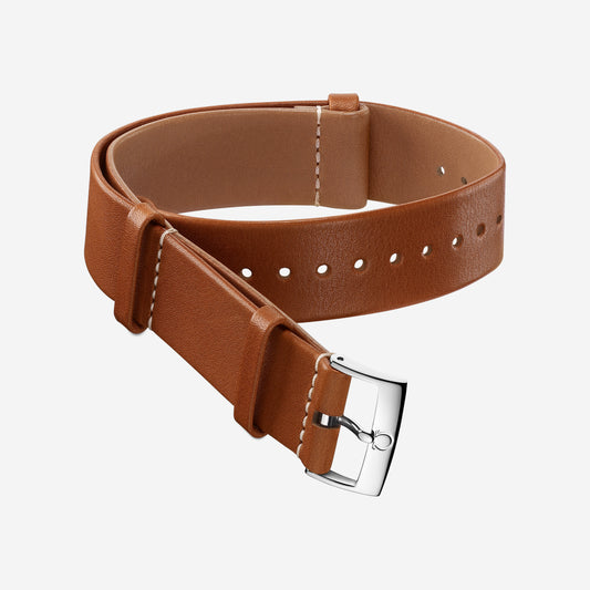 20mm Light Brown Leather NATO Watch Strap